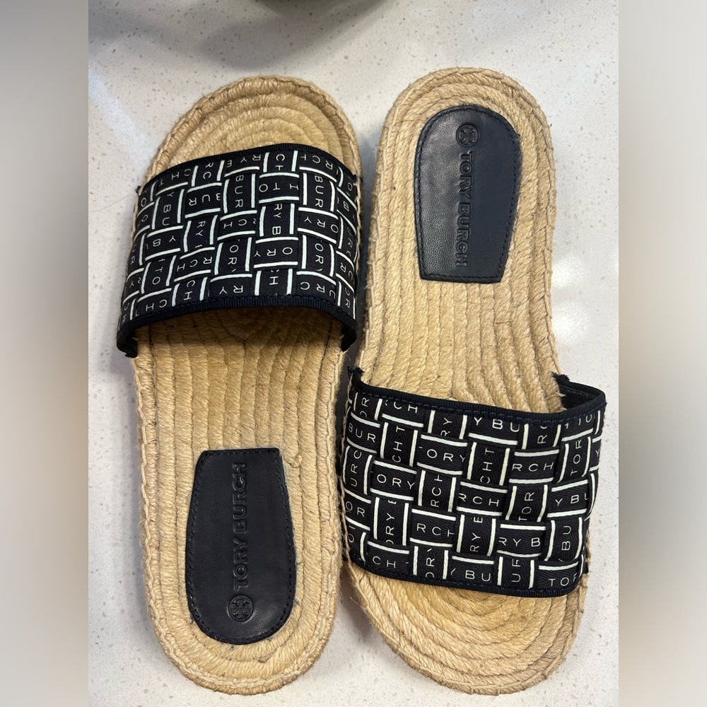 Tory Burch Ribbon Espadrille slide Herringbone